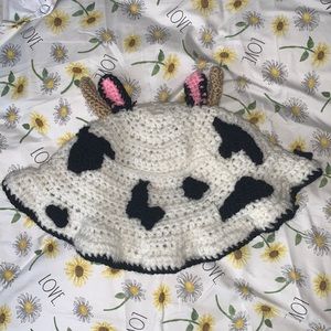 Crocheted aesthetic cow bucket hat